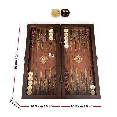 Helena Wood Art Klasik El Yapımı Ahşap Tavla Seti Küçük Boy - 3