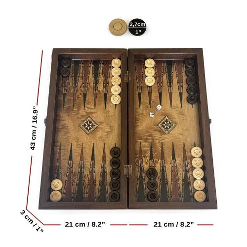 Helena Wood Art Klasik El Yapımı Ahşap Tavla Seti Orta Boy - 3