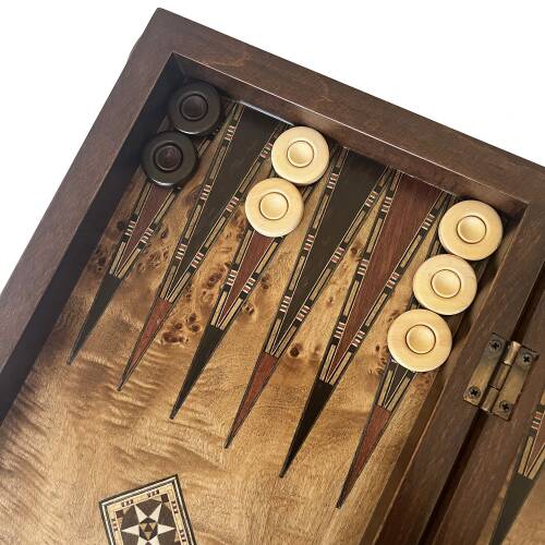 Helena Wood Art Klasik El Yapımı Ahşap Tavla Seti Orta Boy - 7