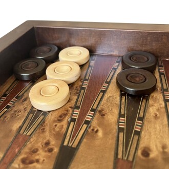 Helena Wood Art Klasik El Yapımı Ahşap Tavla Seti Orta Boy - 8