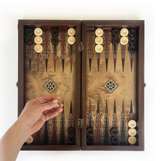 Helena Wood Art Klasik El Yapımı Ahşap Tavla Seti Orta Boy - 9