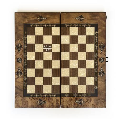 Helena Wood Art Klasik El Yapımı Ahşap Tavla Seti Orta Boy - 4