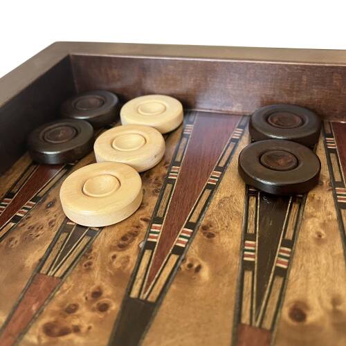 Helena Wood Art Klasik El Yapımı Ahşap Tavla Seti Orta Boy - 8