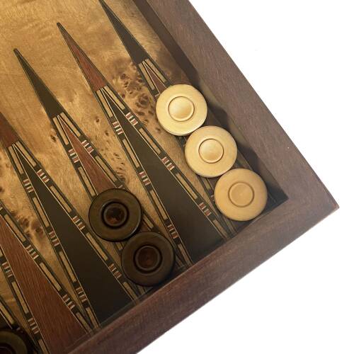 Helena Wood Art Klasik El Yapımı Ahşap Tavla Seti Orta Boy - 10
