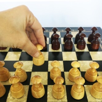 Helena Wood Art Masif Ahşap Koyu Dama Takımı 42 cm Kahve-50mm - 9