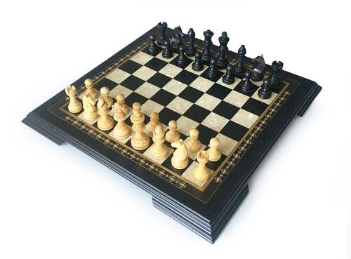Handmade Wooden Chess Set Dark With Wooden Chess Figures (42 cm / 16.5")