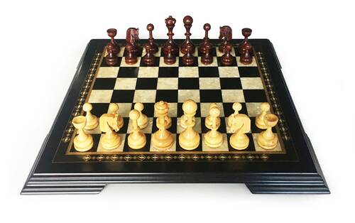 Handmade Wooden Chess Set Dark With Wooden Chess Figures (42 cm / 16.5")
