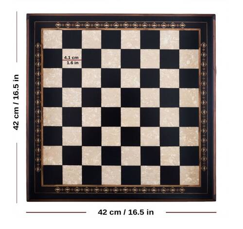 Handmade Wooden Chess Set Dark With Wooden Chess Figures (42 cm / 16.5")