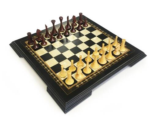 Handmade Wooden Chess Set Dark With Wooden Chess Figures (42 cm / 16.5")