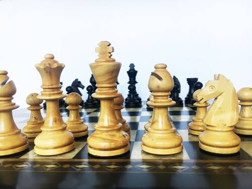 Handmade Wooden Chess Set Dark With Wooden Chess Figures (42 cm / 16.5")