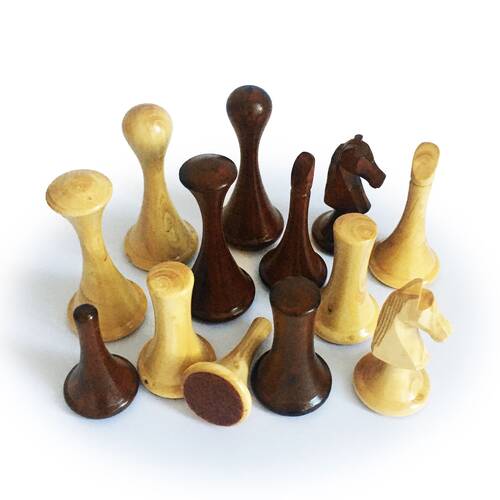 Handmade Wooden Chess Set Dark With Wooden Chess Figures (42 cm / 16.5")