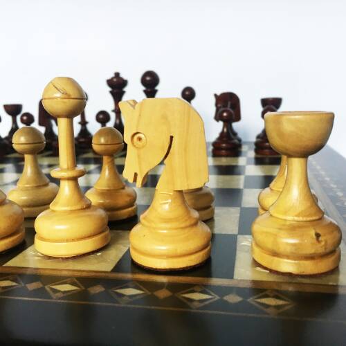 Helena Wood Art Masif Ahşap Koyu Satranç Seti 42 cm - 7