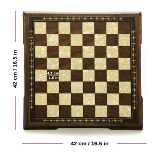 Helena Wood Art Masif Ceviz Sedefli Dama Takımı 42 cm Kahve-50mm - 3