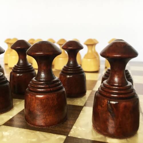 Helena Wood Art Masif Ceviz Sedefli Dama Takımı 42 cm Kahve-50mm - 6