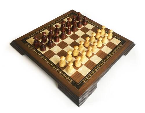 Helena Wood Art Masif Ceviz Sedefli Dama Takımı 42 cm Kahve-50mm - 7