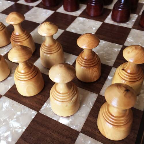 Helena Wood Art Masif Ceviz Sedefli Dama Takımı 42 cm Kahve-50mm - 10