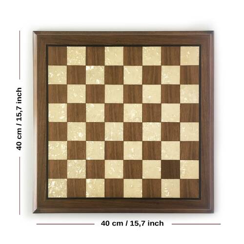 Helena Wood Art Masif Ceviz Sedefli Satranç Tablası 40x40cm