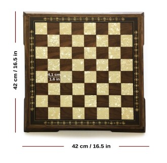 Helena Wood Art Masif Ceviz Sedefli Satranç Tablası 42 cm - 3
