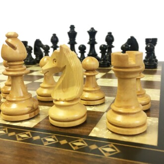 Handmade Walnut Chess Set With Wooden Chess Figures (42 cm/16.5“) - 7