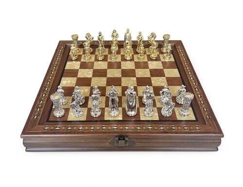 Helena Wood Art Masif El Yapımı Sedefli Satranç Takımı - 3