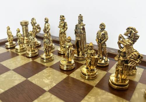 Helena Wood Art Masif El Yapımı Sedefli Satranç Takımı - 6