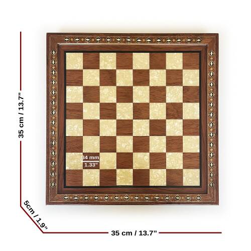 Helena Wood Art Masif El Yapımı Sedefli Satranç Takımı - 4