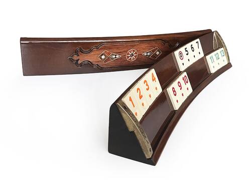 Helena Wood Art Mozaik İşlemeli Masif Ahşap Okey Seti Oval Takımı Gül