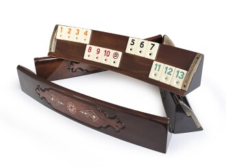 Helena Wood Art Mozaik İşlemeli Masif Ahşap Okey Seti Oval Takımı Gül - 6