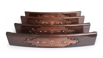 Helena Wood Art Mozaik İşlemeli Masif Ahşap Okey Seti Oval Takımı Gül - 10