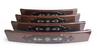 Helena Wood Art Mozaik İşlemeli Masif Ahşap Okey Seti Oval Takımı Koyu Kahve - 4