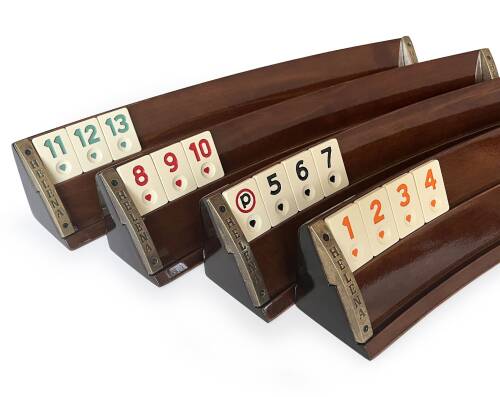 Helena Wood Art Mozaik İşlemeli Masif Ahşap Okey Seti Oval Takımı Koyu Kahve - 5