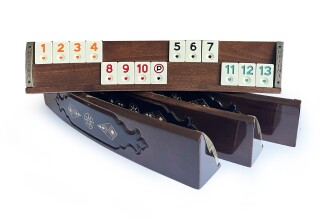 Helena Wood Art Mozaik İşlemeli Masif Ahşap Okey Seti Oval Takımı Koyu Kahve - 2