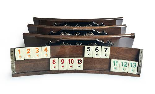 Helena Wood Art Mozaik İşlemeli Masif Ahşap Okey Seti Oval Takımı Koyu Kahve - 3