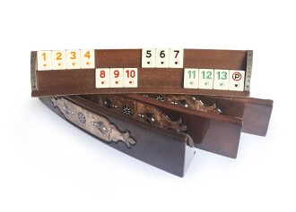 Helena Wood Art Mozaik İşlemeli Masif Ahşap Okey Seti Oval Takımı Mazel - 2