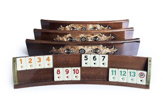 Helena Wood Art Mozaik İşlemeli Masif Ahşap Okey Seti Oval Takımı Mazel - 3