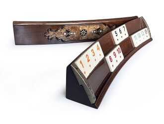 Helena Wood Art Mozaik İşlemeli Masif Ahşap Okey Seti Oval Takımı Mazel - 4