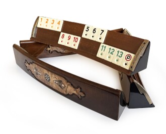 Helena Wood Art Mozaik İşlemeli Masif Ahşap Okey Seti Oval Takımı Mazel - 6