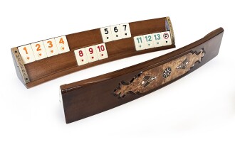 Helena Wood Art Mozaik İşlemeli Masif Ahşap Okey Seti Oval Takımı Mazel - 7