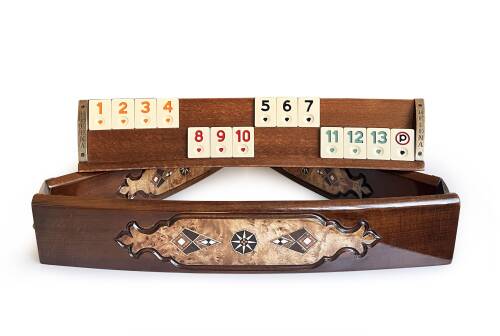 Helena Wood Art Mozaik İşlemeli Masif Ahşap Okey Seti Oval Takımı Mazel - 9