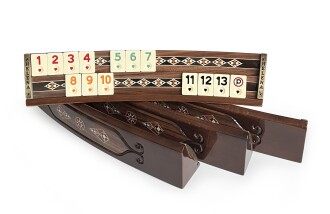 Helena Wood Art Mozaikli Oval Masif Okey Takımı Ceviz - 2