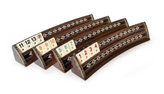 Helena Wood Art Mozaikli Oval Masif Okey Takımı Ceviz - 5