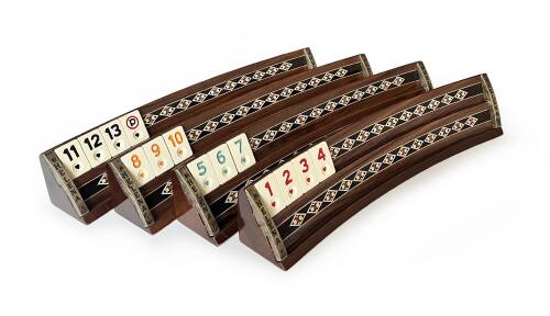 Helena Wood Art Mozaikli Oval Masif Okey Takımı Ceviz - 5