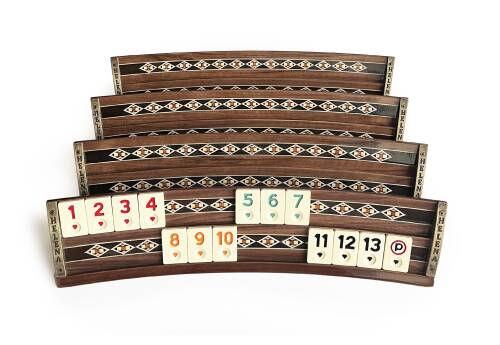 Helena Wood Art Mozaikli Oval Masif Okey Takımı Ceviz - 6