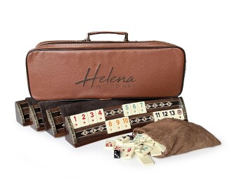 Helena Wood Art Mozaikli Oval Masif Okey Takımı Ceviz - 8