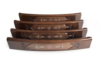 Helena Wood Art Mozaikli Oval Masif Okey Takımı Ceviz - 9