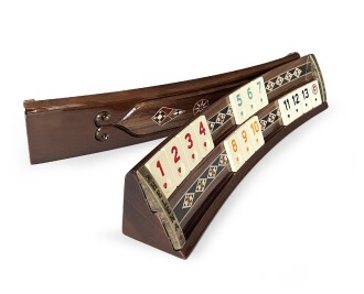 Helena Wood Art Mozaikli Oval Masif Okey Takımı Ceviz - 10