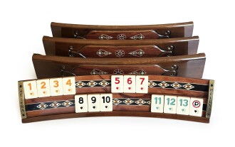 Helena Wood Art Mozaikli Oval Masif Okey Takımı Gül - 3