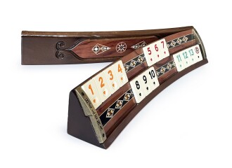 Helena Wood Art Mozaikli Oval Masif Okey Takımı Gül - 4