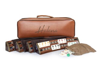 Helena Wood Art Mozaikli Oval Masif Okey Takımı Gül - 8