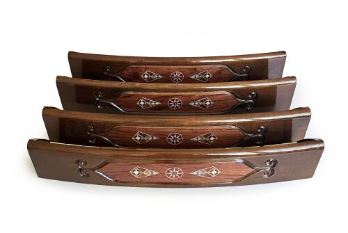 Helena Wood Art Mozaikli Oval Masif Okey Takımı Gül - 9